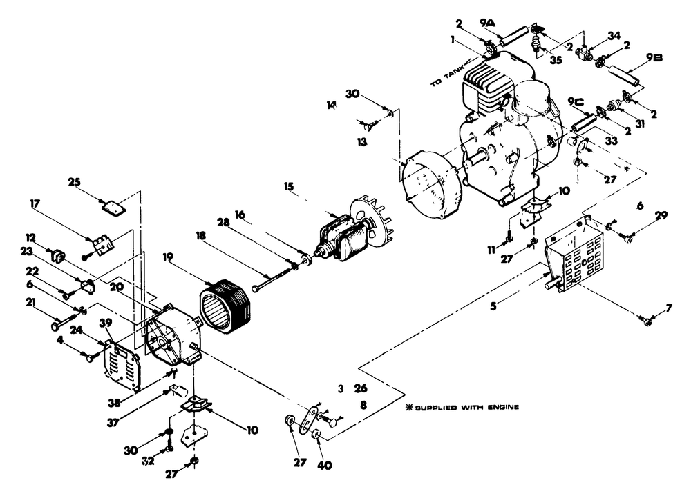 Generator Diagram and Parts List for 9072-0-G3000,TTI  Briggs and Stratton Generator